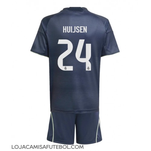 Camisa de Futebol Real Madrid Dean Huijsen #24 Equipamento Secundário Infantil 2025-26 Manga Curta (+ Calças curtas)